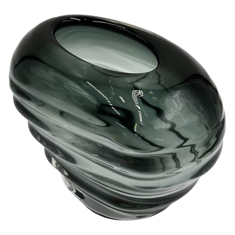 7" High Premium Contemporary Glass Vase in Grayish Blue