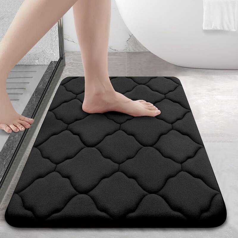 Memory Foam Bath Mat Rug 24x16 - Black