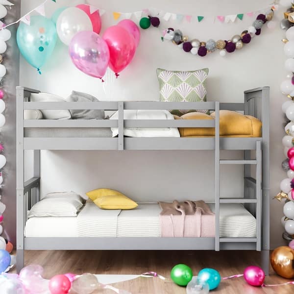 slide 2 of 12, Multifunction Twin Over Twin Bunk Bed With Ladder For Bedroom Grey