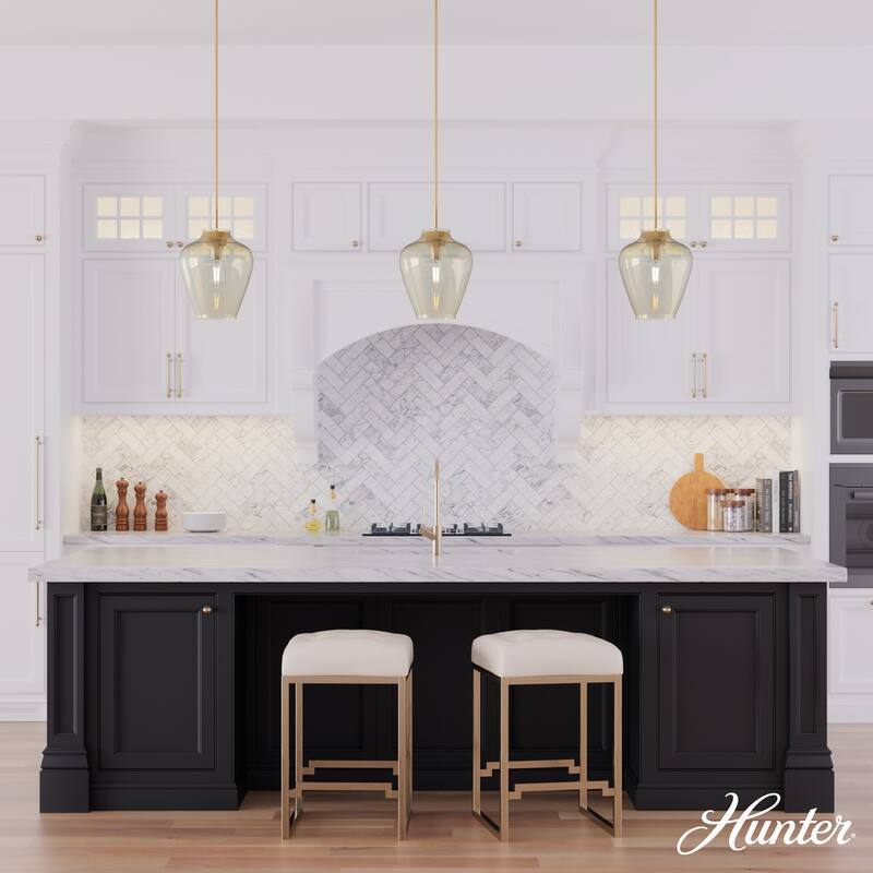 Hunter Vidria 12" 1-Light Pendant - Kitchen Island, Dining Room, Entry - Contemporary, Transitional