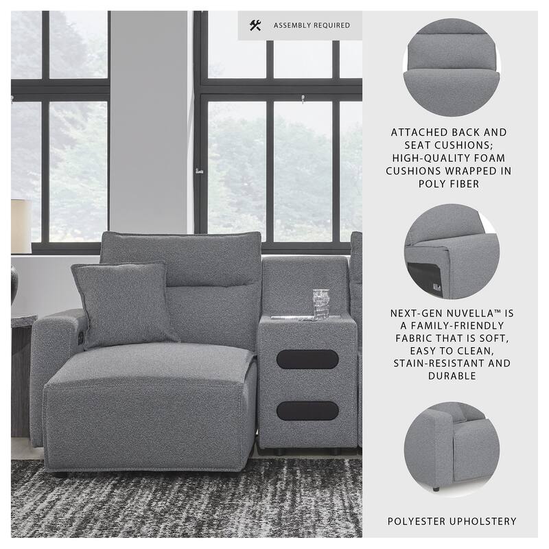 Signature Design by Ashley Modmax Gray 3-Piece Power Reclining Sectional with Chaise - 100" W x 63" D x 41" H