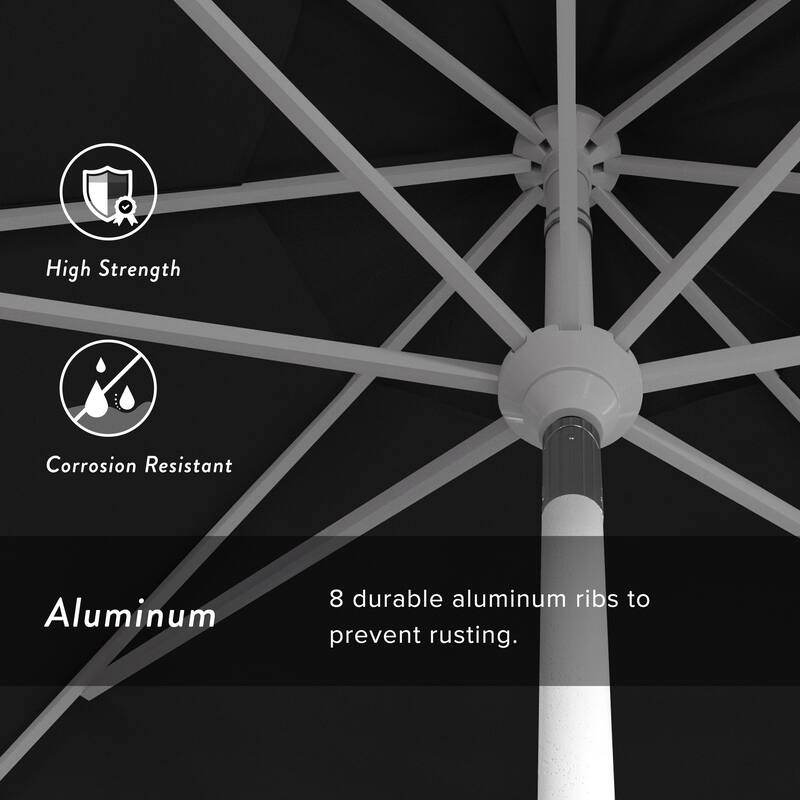 California Umbrella 11' Golden State Series Patio Umbrella White Aluminum Frame Crank Lift Collar Tilt Sunbrella