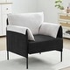 preview thumbnail 1 of 28, Two-Tone Upholstered Accent Chair with Wrapped Armrests Black