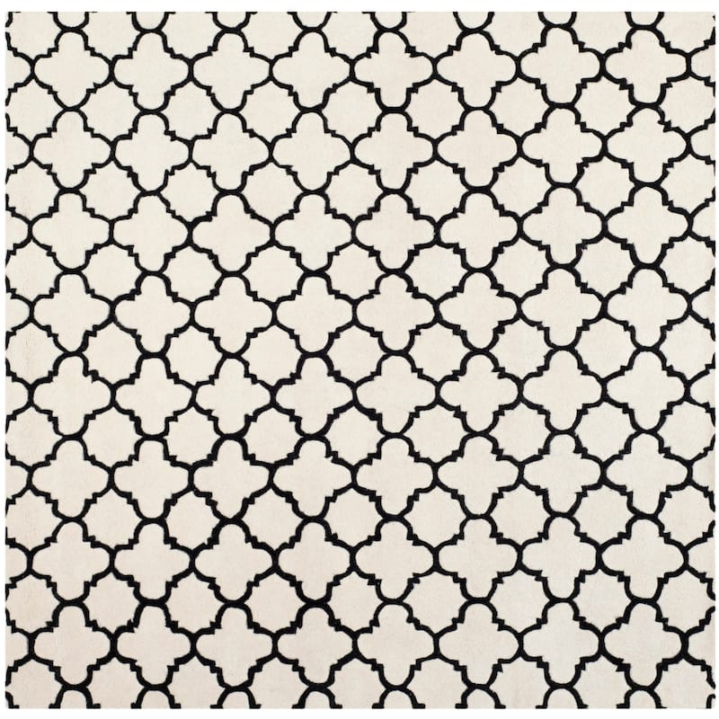 SAFAVIEH, Handmade Chatham Caisa Modern Moroccan Wool Rug - 8'9" Square - Ivory/Black