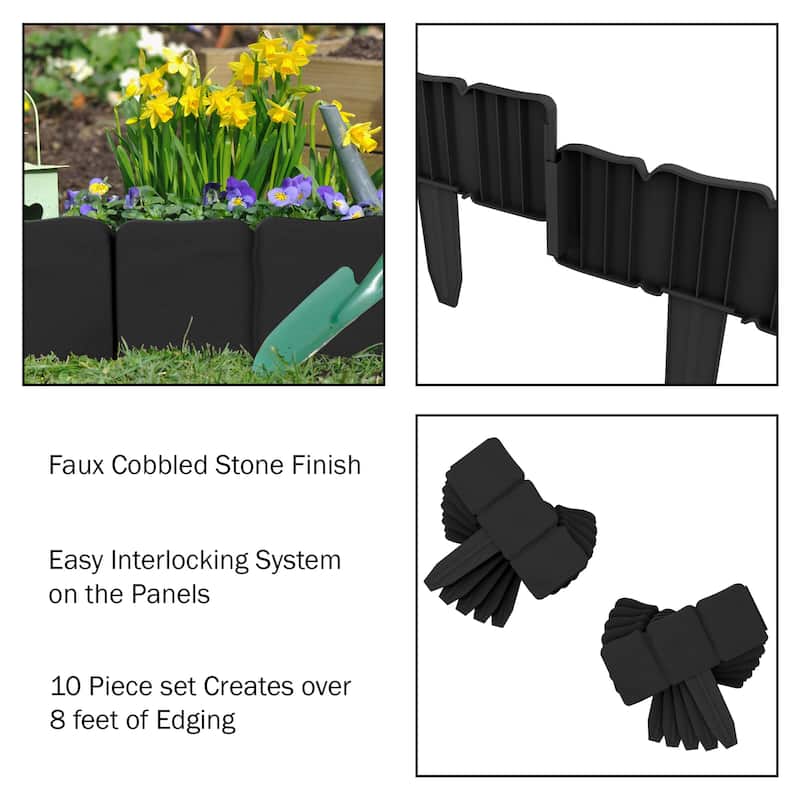 Garden Edging - 10-Piece Outdoor Decorative Flower Bed Border Set for Landscaping by Pure Garden