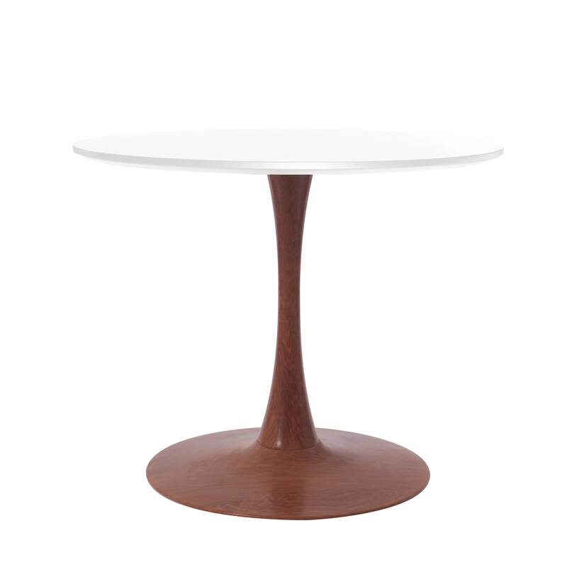 Bristol 27" Round Dining Table with MDF Top and Cherry Steel Pedestal Base for Modern Kitchen and Dining Room