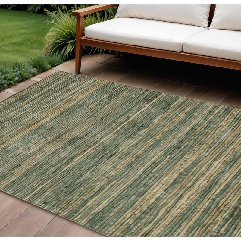 HomeRoots Striped Transitional Rectangle Outdoor Rug - 9' X 12'