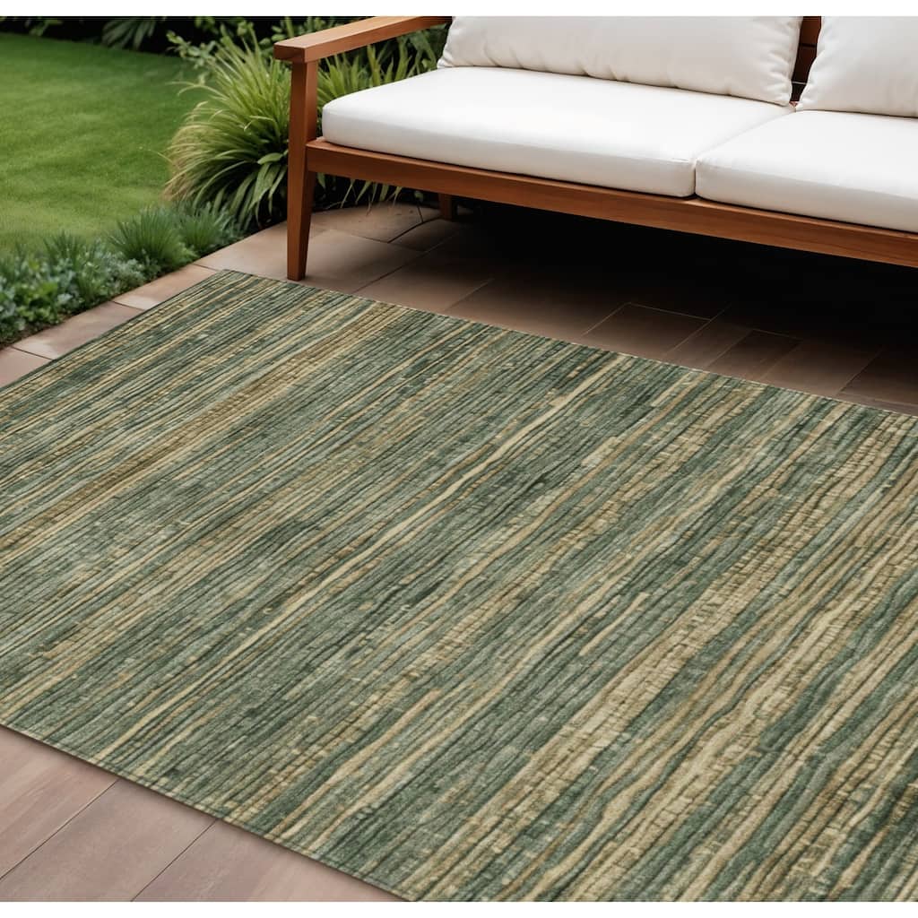 HomeRoots Striped Transitional Rectangle Outdoor Rug