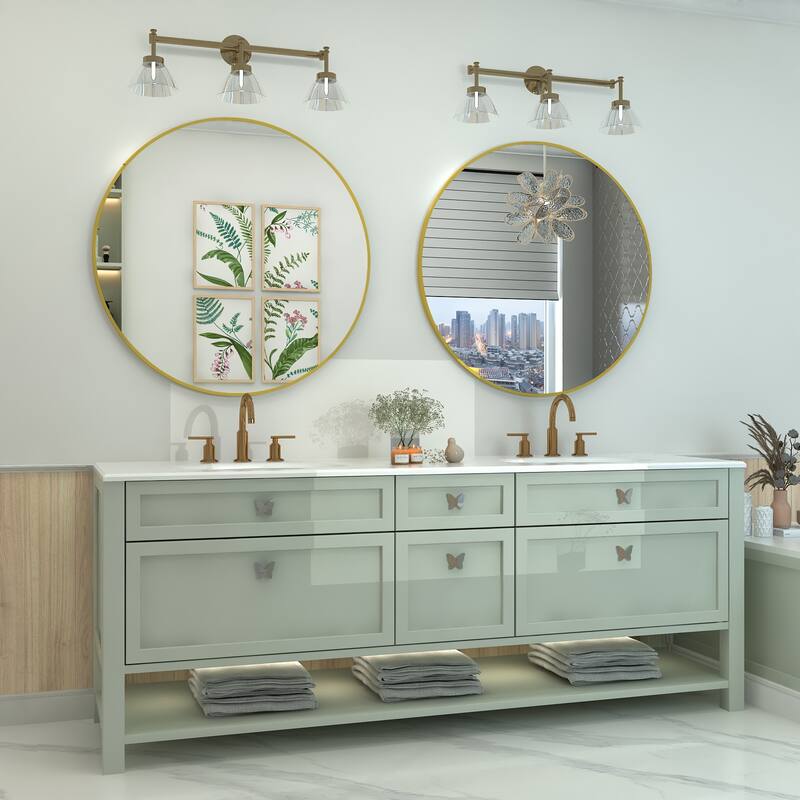 KIOTEE Full Length Round Aluminum Alloy Framed French Cleat Mounted Wall Decor Bathroom Vanity Mirror with 5-Year Warranty