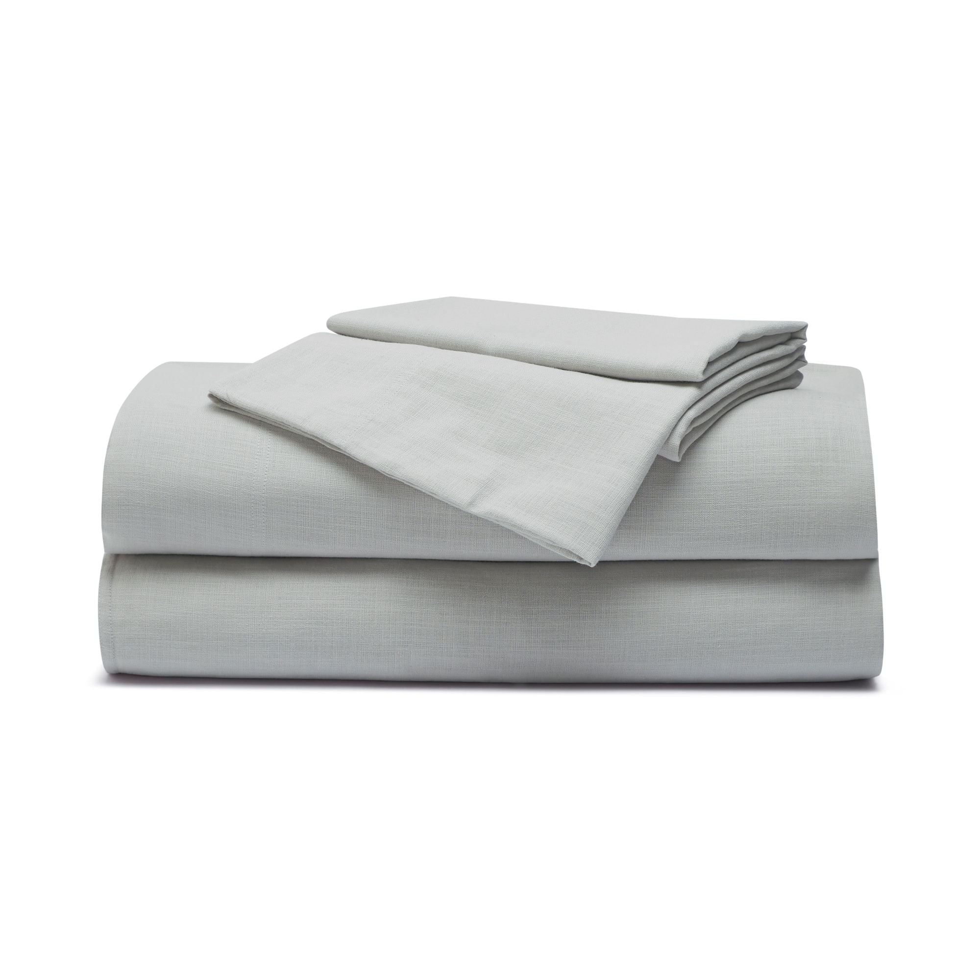 Blue Nile Mills Cotton Linen Texture Sheet Set, Vintage Wash Deep Pocket Percale Bedding