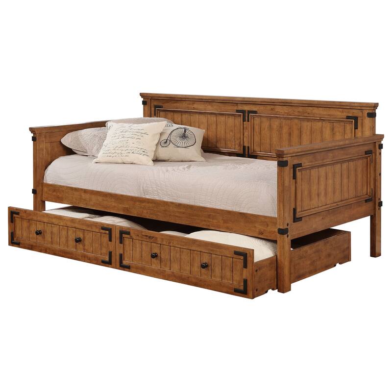 Oakdale Wood Twin Daybed with Trundle Rustic Honey - Rustic Honey