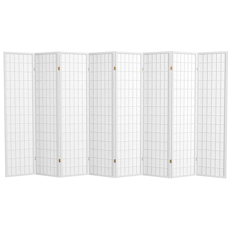Wood and Rice Paper Windowpane Shoji Screen (China) - White-8 Panel