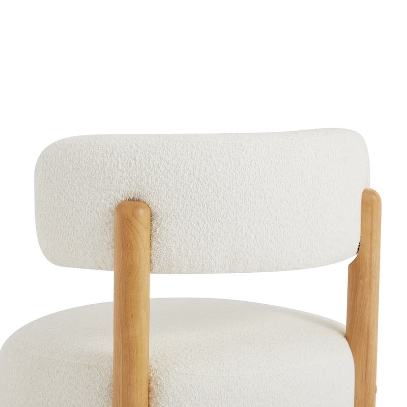 Modern Farmhouse Armless Chair, Wooden Base Featuring Thatched Roof Rod Design, Cozy Upholstered Chair for Living Room