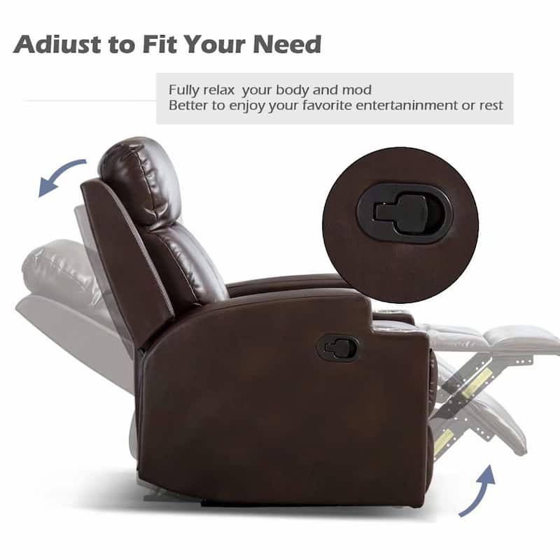 EBELLO-Breathable PU Leather Recliner Chair with 2 Cup Holders