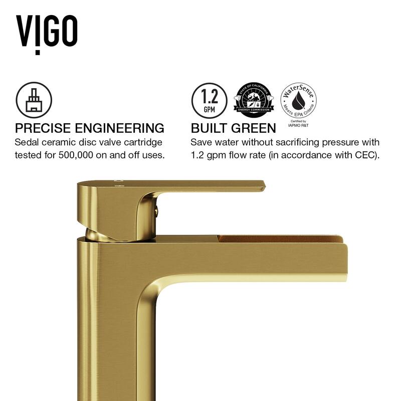 Vigo VGT2071 Sottile 18" Rectangular Glass Vessel Bathroom Sink with - Matte Brushed Gold