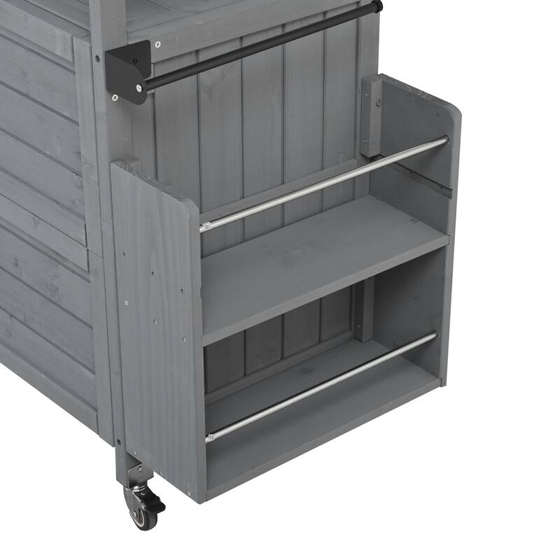 Portable Foldable Outdoor Kitchen Cart with Storage Cabinet and Lockable Wheels