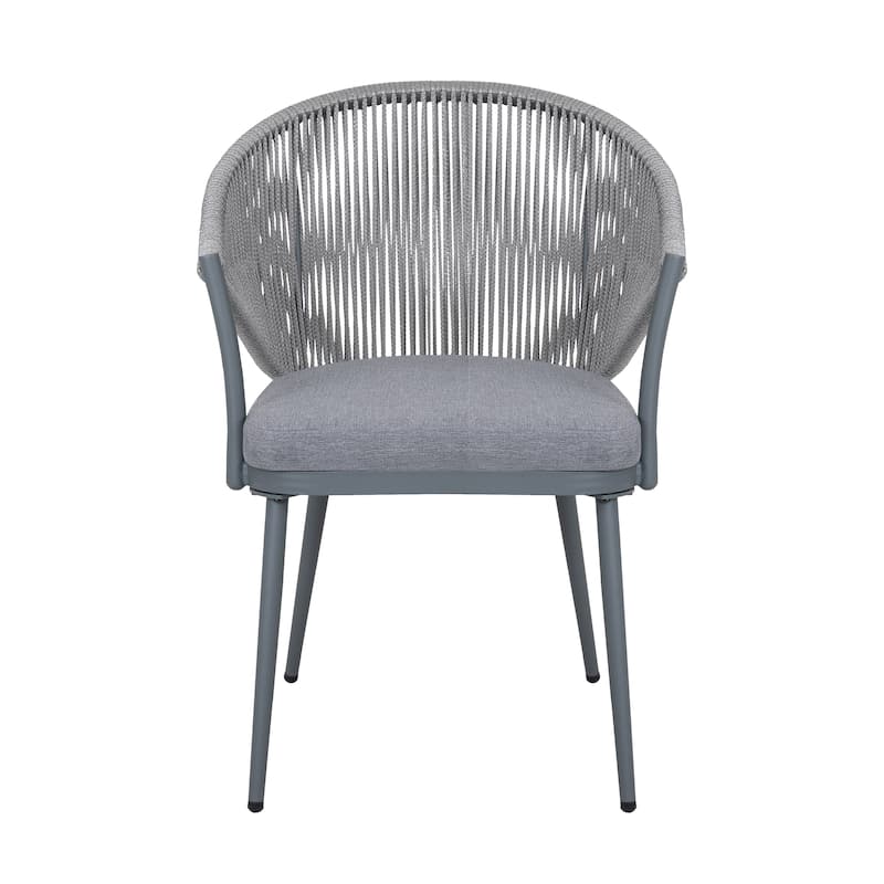 Nuu Garden 3-Piece Aluminum Outdoor Bistro Set, 1 Coffee Table and 2 Woven Rope Chairs with Seat Cushions