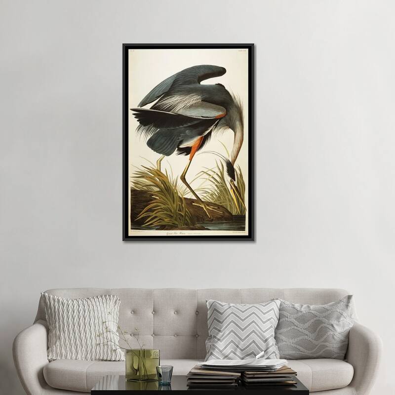iCanvas "Great Blue Heron " by John James Audubon Framed Canvas Print