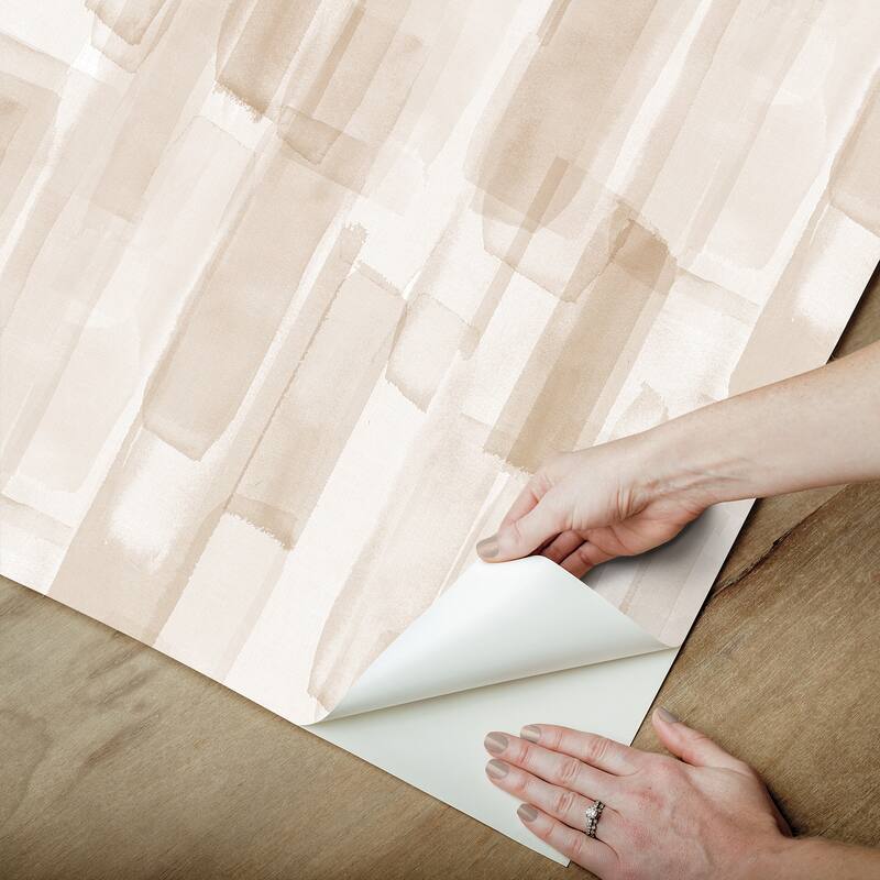 RoomMates Watercolor Glass Neutral Beige Peel and Stick Wallpaper