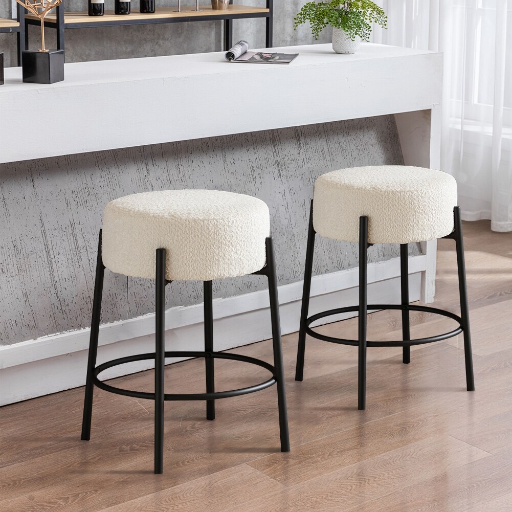 Upholstered best sale round stool