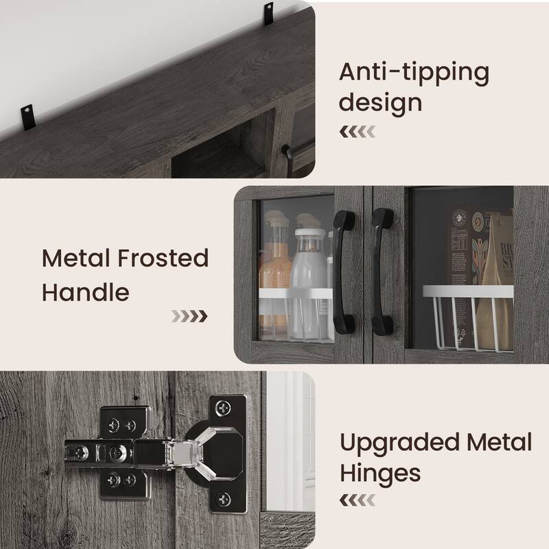 Pocassy Modern Kitchen Pantry Cabinet with Power Outlet