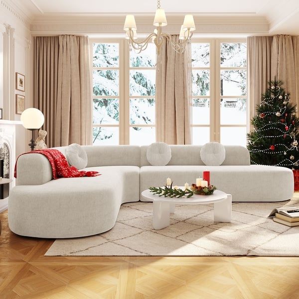 Christopher Knight Home - Mirod 122'' Extra Large Sectional Sofa with Elegant Curved Design and Plush Round Cushions