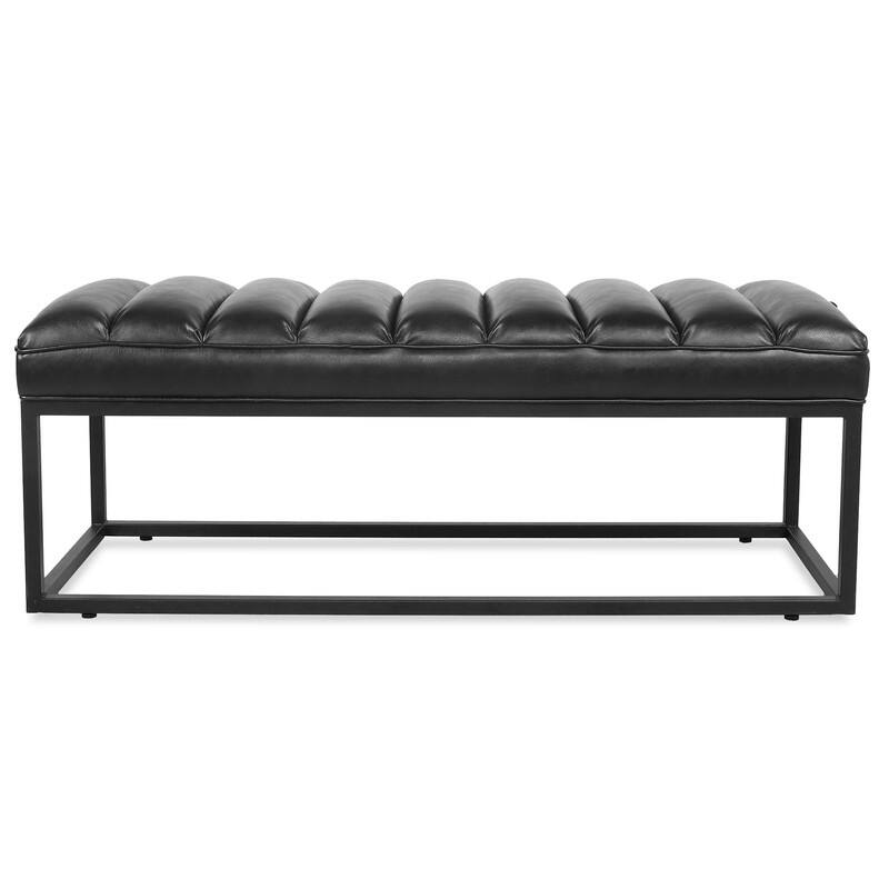 53'' PU Leather Upholstered Bench with Metal Base for Bedroom and Entryway