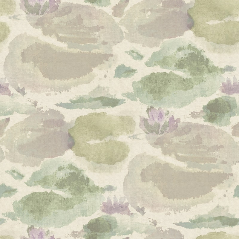NuWallpaper Water Lily Lavender and Green Peel and Stick Wallpaper