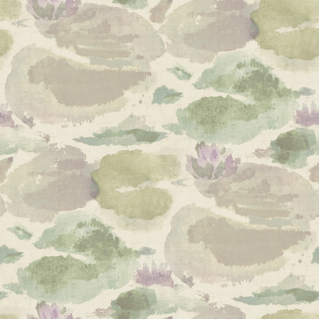 NuWallpaper Water Lily Lavender and Green Peel and Stick Wallpaper