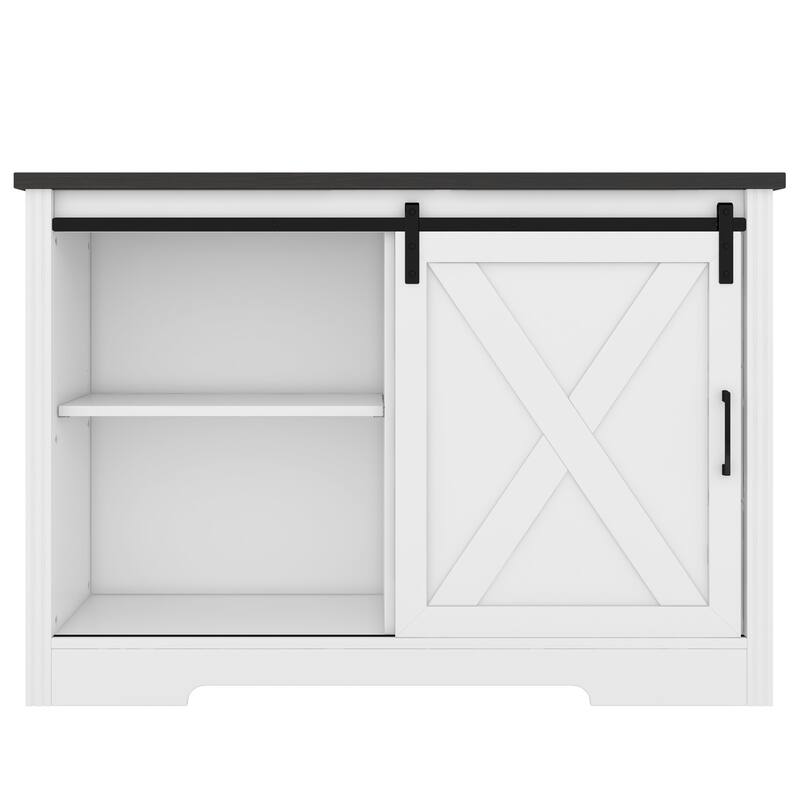 Farmhouse Sliding Barn Doors Sideboard Storage Cabinet with 3 Drawers, Dining Room Buffet Cabinet Dresser Bar Chest