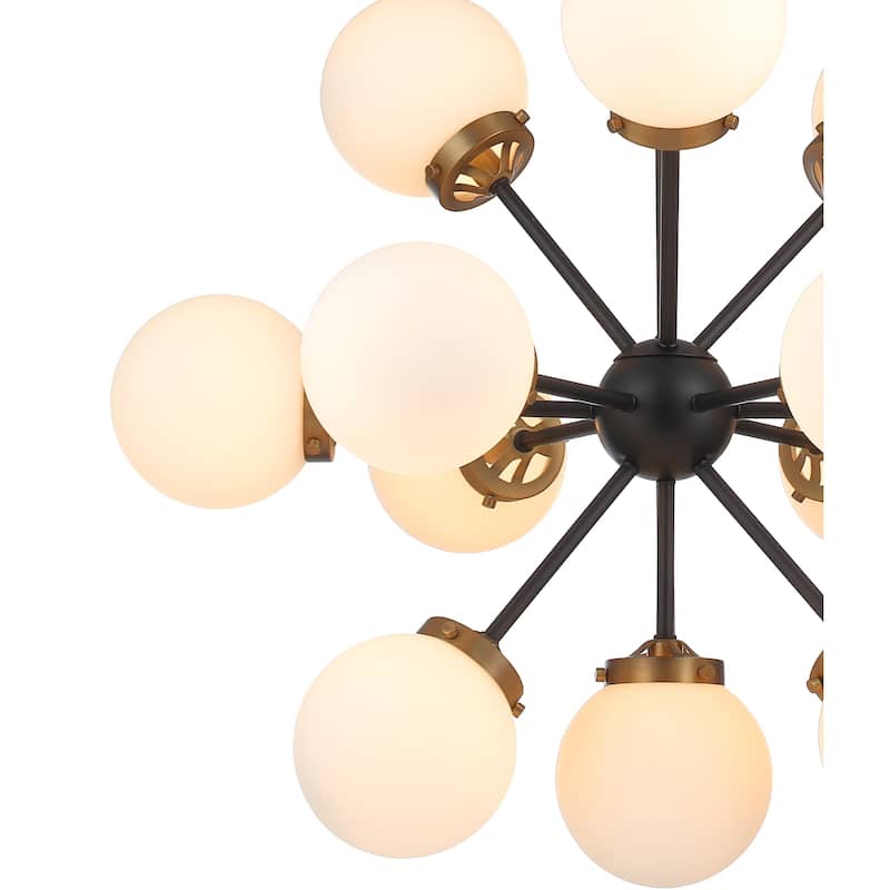 Modern Bubble Sputnik 13 Light Chandelier - Aged Brass & Black