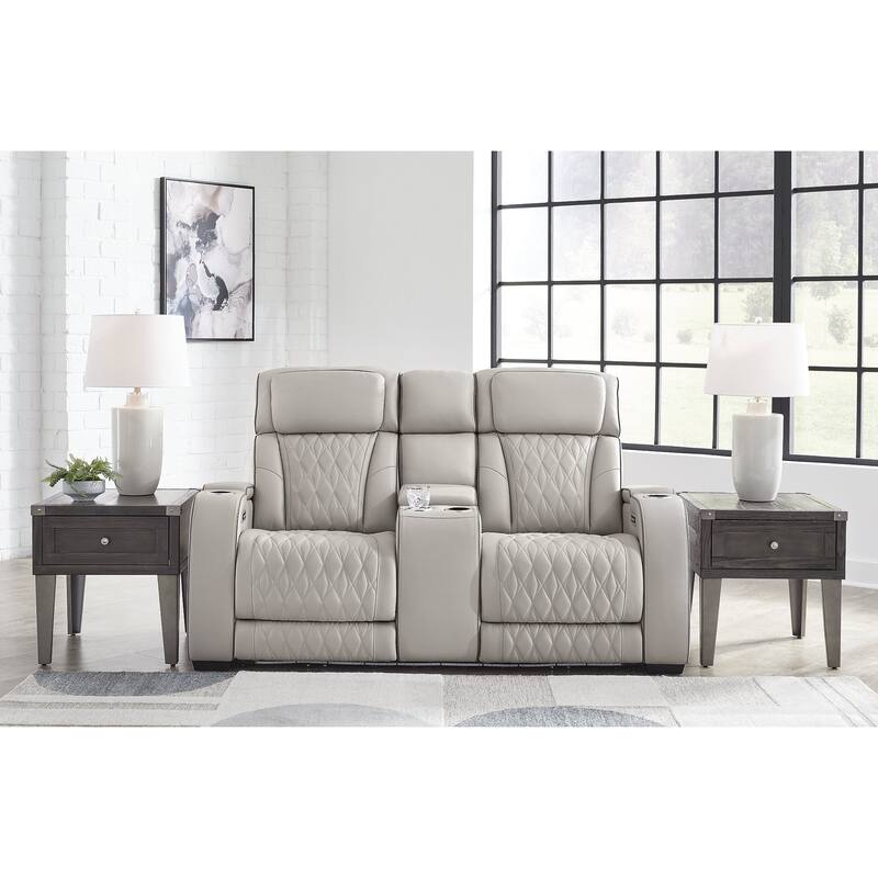Signature Design by Ashley Boyington Gray Power Reclining Loveseat with Console - 75"W x 40"D x 44"H