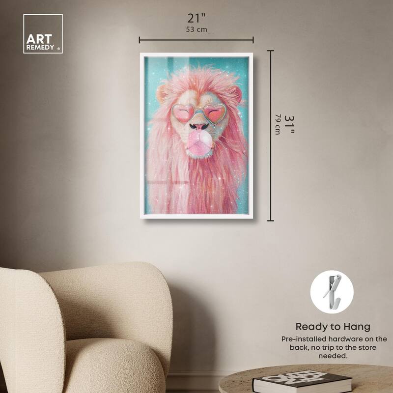 Pastel Lion Bubblegum Shadowbox by Art Remedy