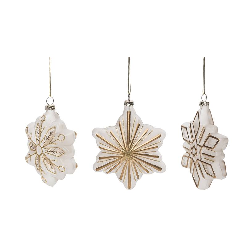 Transpac Glass 5.375 in. Multicolored Christmas Accent Snowflake Ornament Set of 3