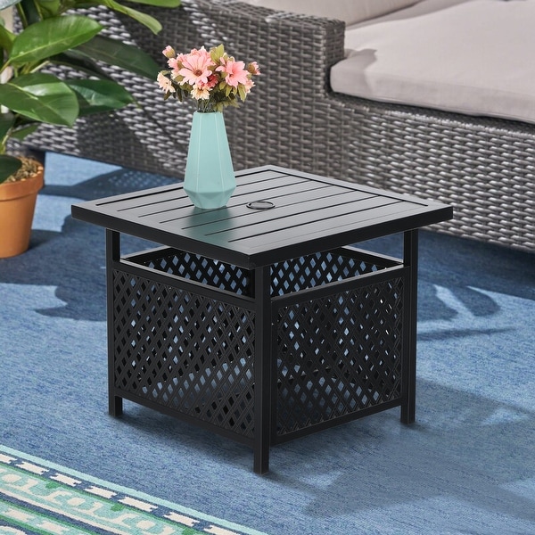 Claribelle Square Side Table with Umbrella Hole by Havenside Home - 22*22. Opens flyout.