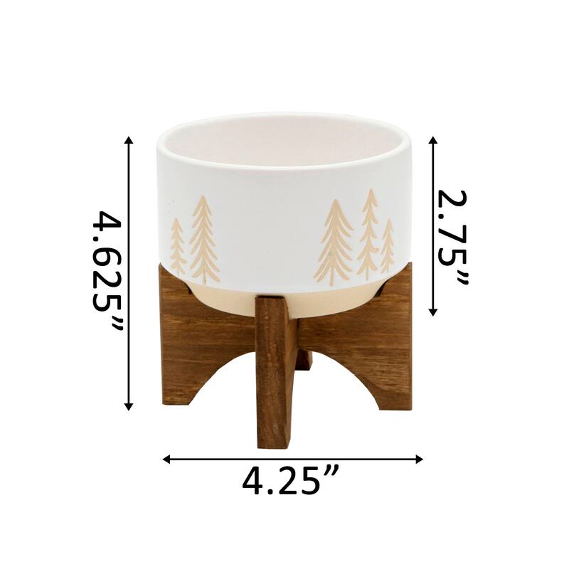 4" Christmas Ceramic on Wood Stand
