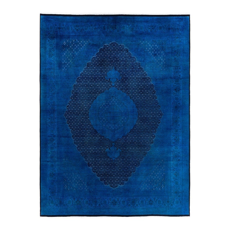 Fine Vibrance One-of-a-Kind Hand-Knotted Area Rug - Blue, 9' 1" x 12' 2" - 9' 1" x 12' 2"