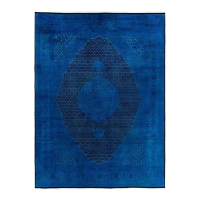 Fine Vibrance One-of-a-Kind Hand-Knotted Area Rug - Blue, 9' 1" x 12' 2" - 9' 1" x 12' 2"