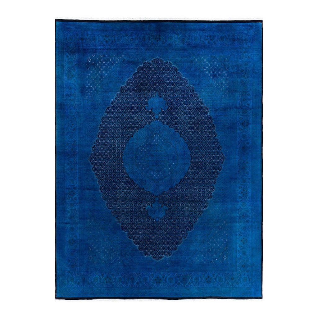 Fine Vibrance One-of-a-Kind Hand-Knotted Area Rug - Blue, 9' 1" x 12' 2" - 9' 1" x 12' 2"