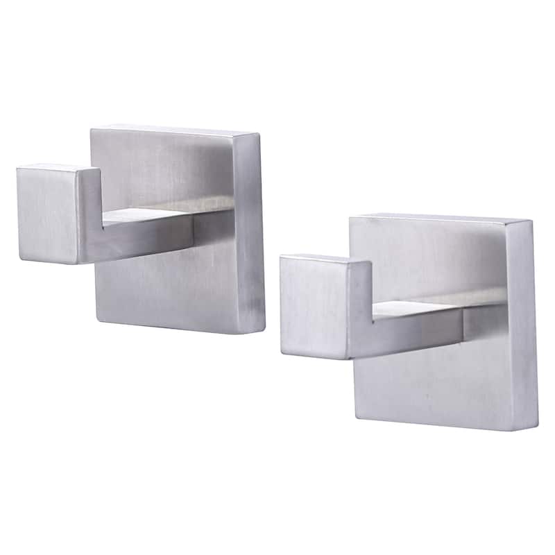 WOWOW J-Hook Wall Mount Robe/Towel Hook 2PCS - Brushed Nickel