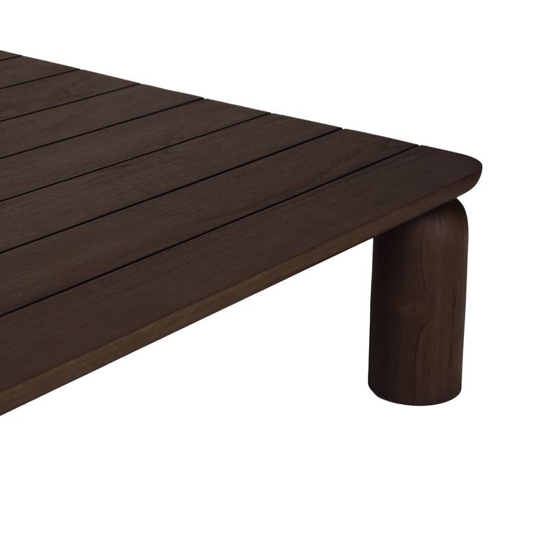 NADAAL STUDIOS Thalira Outdoor Coffee Table, Slatted Top, Solid Teak Wood, Brown Finish