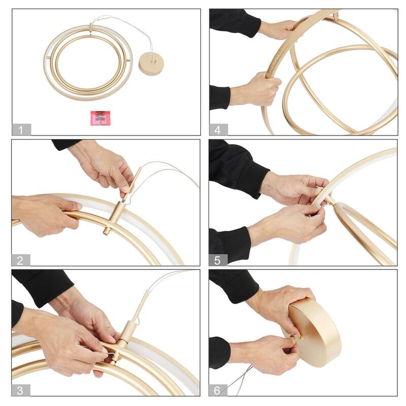 Modern Farmhouse LED Chandelier Black Gold Orb Pendant Light for Dining Room