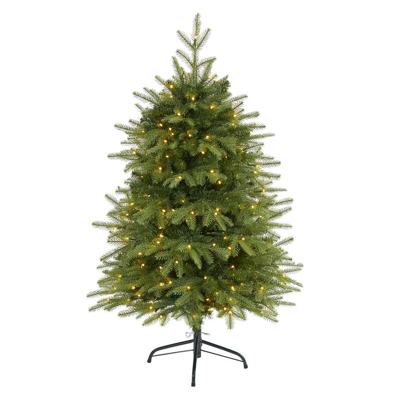 4ft Artificial Christmas Tree with Lights - Holiday Decor, Bendable Branches, Festive Tree for Home - Green - 48