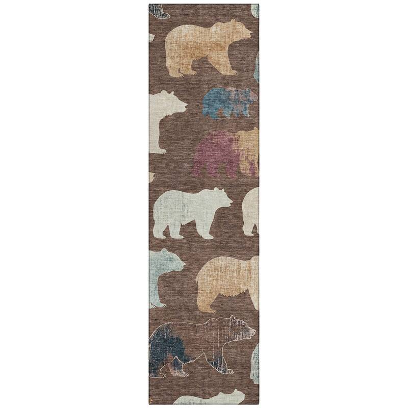 Machine Washable Indoor/ Outdoor Modern Bear Chantille Rug