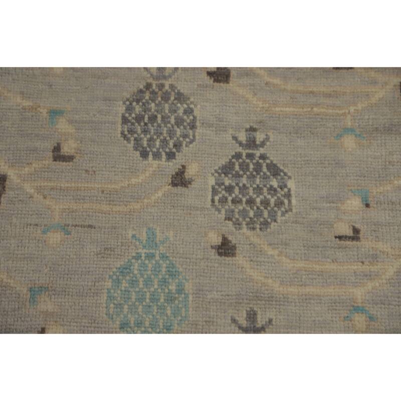 Hand Knotted Oriental 100% Wool Carpet Transitional All-Over Greys & Charcoal Oushak Area Rug - 9' 10'' X 7' 9''