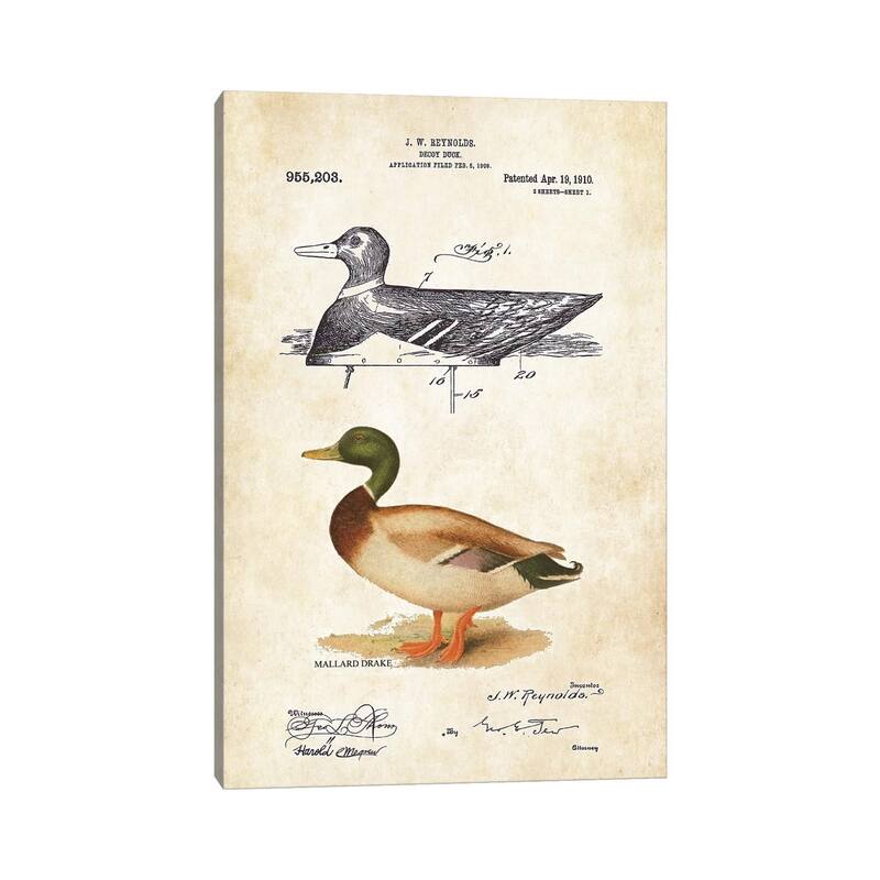 iCanvas "Duck Decoy" by Patent77 Canvas Print