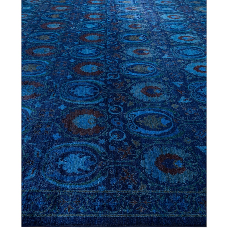 Overdyed One-of-a-Kind Hand-Knotted Area Rug - Navy - 12' 1" x 17' 7"