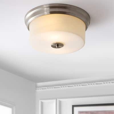 SAFAVIEH Lighting Shala Led Flush Mount - 15" x 15" x 7" - Brush Nickel/White - 15Wx15Dx7H