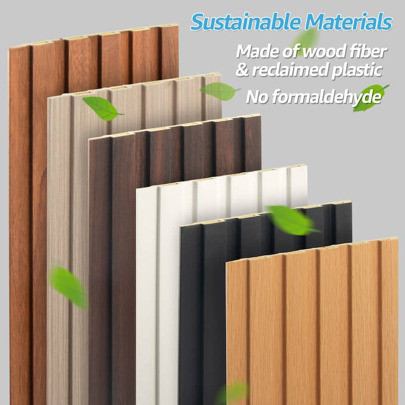 Art3d WPC Slat Wall Panels,3D Wall Accents for Interior Wall Decor,48in x 6in (Pack of 16)