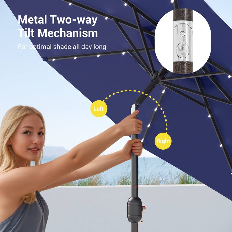 BONOSUKI LED Patio 9Ft Market Umbrella,Outside Deck Table Umbrella